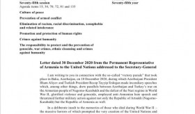 Letter from the Permanent Representative of Armenia addressed to the UN Secretary-General regarding the incendiary speeches made at the “victory parade” in Baku on 10 December