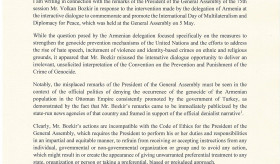 ՄԱԿ Գլխավոր քարտուղարին հասցեագրված ՀՀ մշտական ներկայացուցչի նամակը` ԳԱ նախագահի՝ մայիսի 5-ին արված մեկնաբանությունների վերաբերյալ