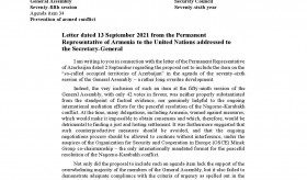Letter from the Permanent Representative of Armenia addressed to the UN Secretary-General regarding the proposal not to include the item on the “so-called occupied territories of Azerbaijan” in the agenda of the 76th session of the UNGA