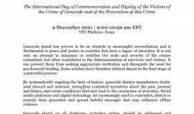 Ցեղասպանության հանցագործության զոհերի հիշատակին ու արժանապատվությանը և այդ հանցագործության կանխարգելման միջազգային օրվան նվիրված առցանց միջոցառում