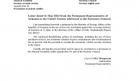 ՄԱԿ-ում ՀՀ մշտական ներկայացուցչի նամակը մայիսի 11-ին Ադրբեջանի կողմից Հայաստանի ինքնիշխան տարածքի նկատմամբ ուժի կիրառման վերաբերյալ
