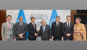 H.E. Mr. Paruyr Hovhannisyan, Permanent Representative of Armenia, ECOSOC Vice-Chair, met with the UN Secretary-General Ant&oacute;nio Guterres, together with fellow members of the Economic and Social Council Bureau