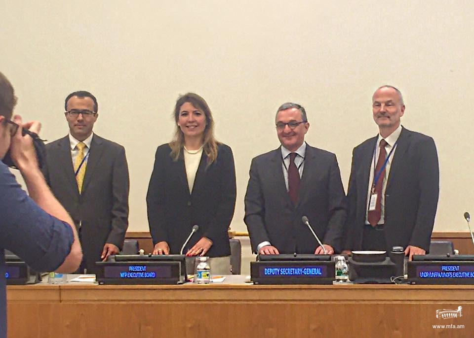 Presidents of UN-Women EB, WFP EB, UNDP/UNFPA/UNOPS EB and UNICEF EB discuss international development at a joint meeting of the governing bodies of six United Nations agencies