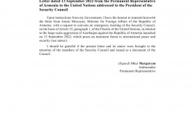 Letter from the Minister for Foreign Affairs of the Republic of Armenia with a request to convene an emergency meeting of the Security Council