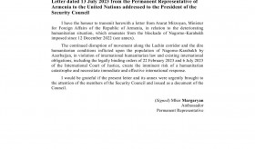 ՄԱԿ ԱԽ նախագահին ուղղված ՀՀ ԱԳ նախարարի նամակը՝ Լեռնային Ղարաբաղում ահագնացող հումանիտար իրավիճակի վերաբերյալ
