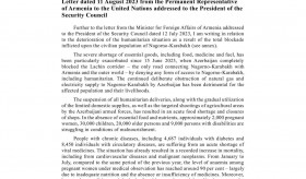 Letter from the Permanent Representative of Armenia in relation to the deterioration of the humanitarian situation as a result of the total blockade inflicted upon the civilian population of Nagorno-Karabakh